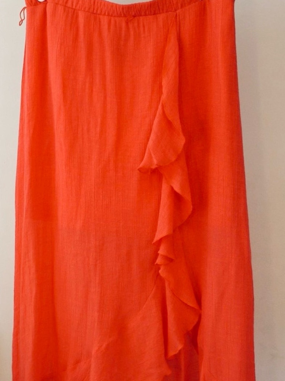 BCX Orange Asymmetrical Ruffled High-Low Midi Skirt